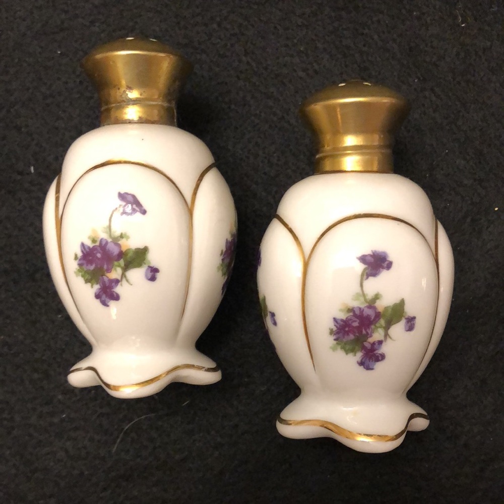 Vintage Violet Japanese Porcelain Salt and Pepper Shaker Set